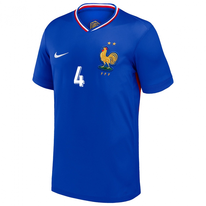 Dames Frankrijk Raphael Varane #4 Blauw Thuisshirt Thuistenue 24-26 T-Shirt