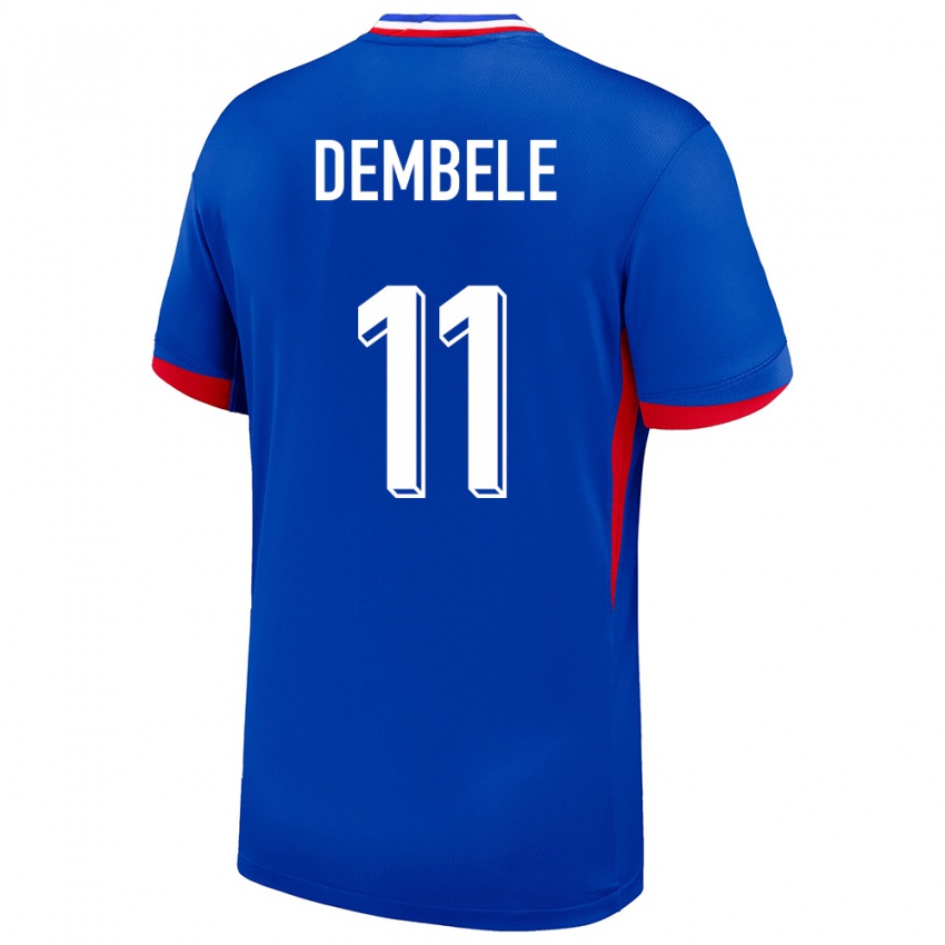 Dames Frankrijk Ousmane Dembele #11 Blauw Thuisshirt Thuistenue 24-26 T-Shirt