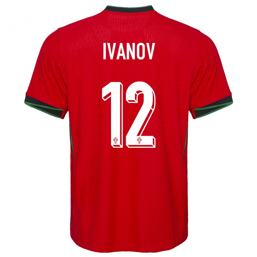 Dames Portugal David Ivanov #12 Rood Thuisshirt Thuistenue 24-26 T-Shirt