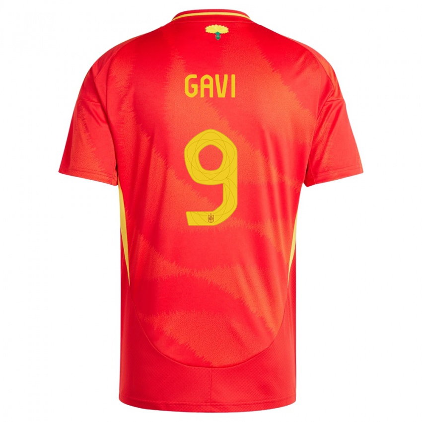 Dames Spanje Gavi #9 Rood Thuisshirt Thuistenue 24-26 T-Shirt