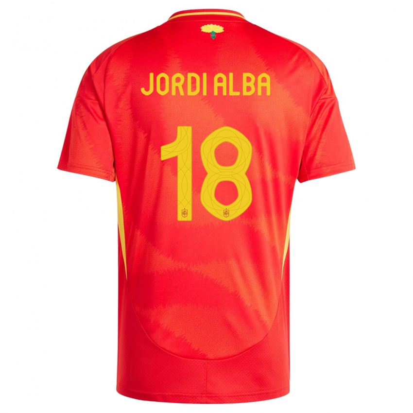 Dames Spanje Jordi Alba #18 Rood Thuisshirt Thuistenue 24-26 T-Shirt