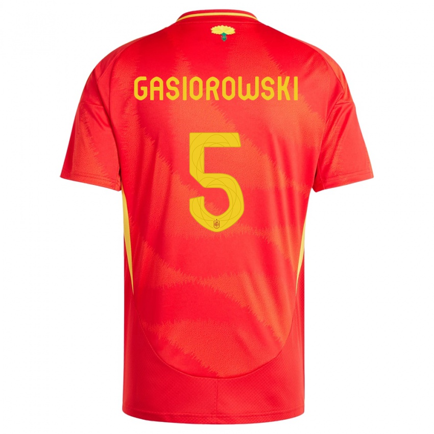 Dames Spanje Yarek Gasiorowski #5 Rood Thuisshirt Thuistenue 24-26 T-Shirt