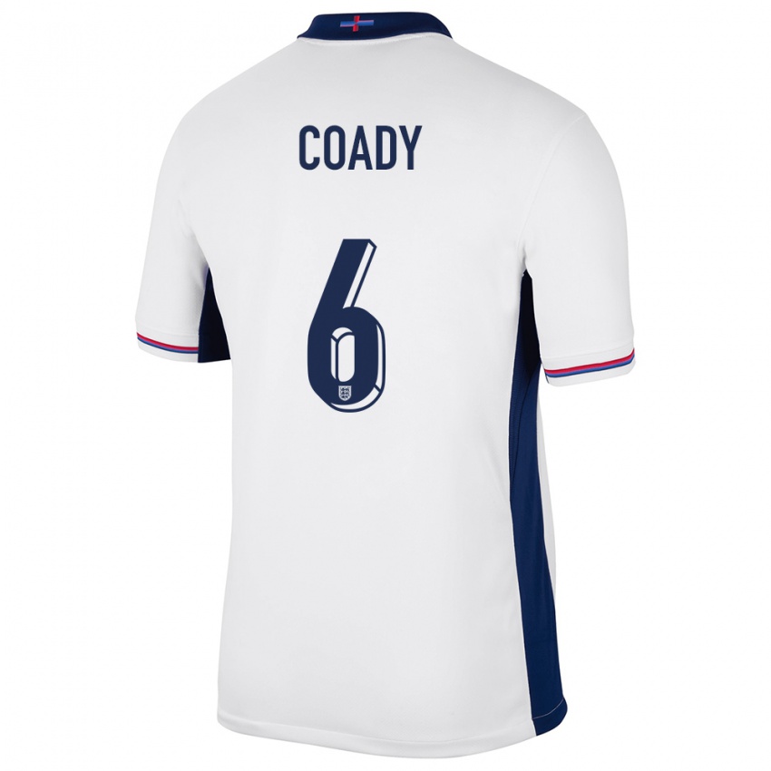 Dames Engeland Conor Coady #6 Wit Thuisshirt Thuistenue 24-26 T-Shirt