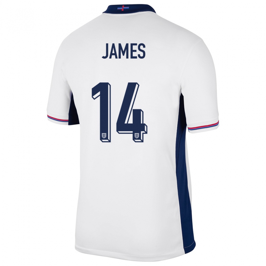 Dames Engeland Reece James #14 Wit Thuisshirt Thuistenue 24-26 T-Shirt