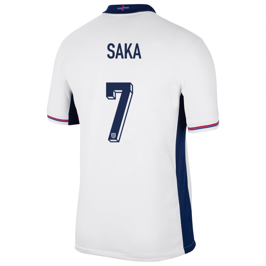 Dames Engeland Bukayo Saka #7 Wit Thuisshirt Thuistenue 24-26 T-Shirt