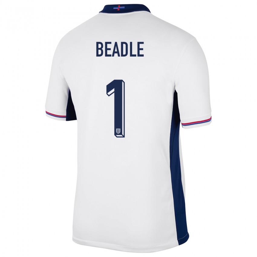 Dames Engeland James Beadle #1 Wit Thuisshirt Thuistenue 24-26 T-Shirt