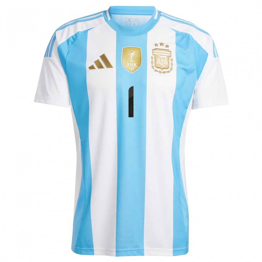 Dames Argentinië Franco Armani #1 Wit Blauw Thuisshirt Thuistenue 24-26 T-Shirt