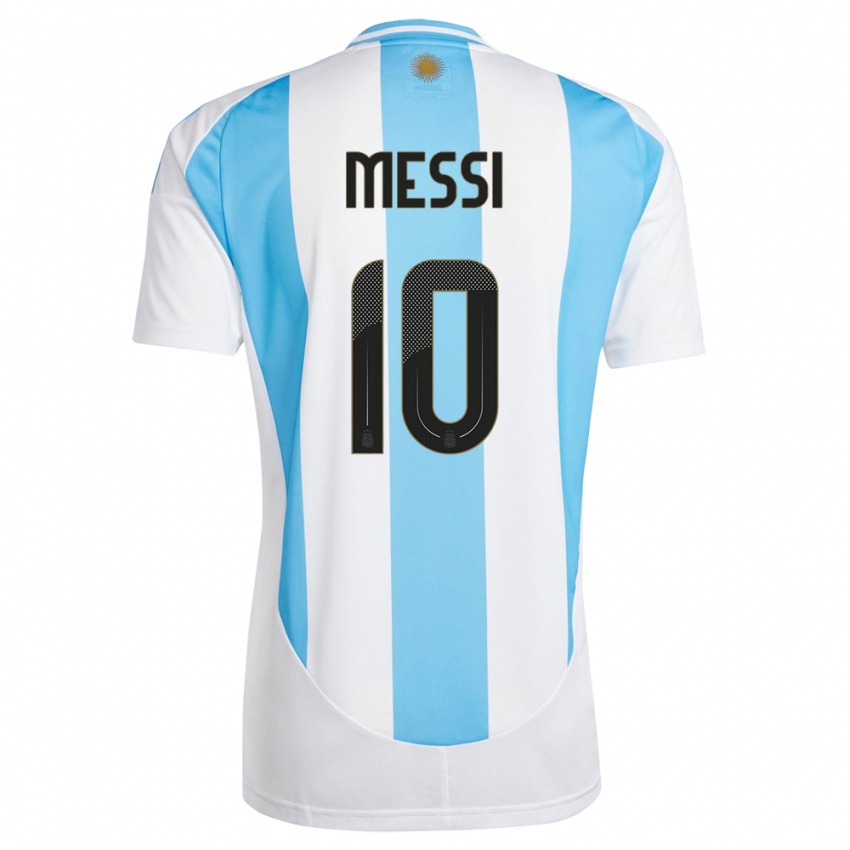 Dames Argentinië Lionel Messi #10 Wit Blauw Thuisshirt Thuistenue 24-26 T-Shirt