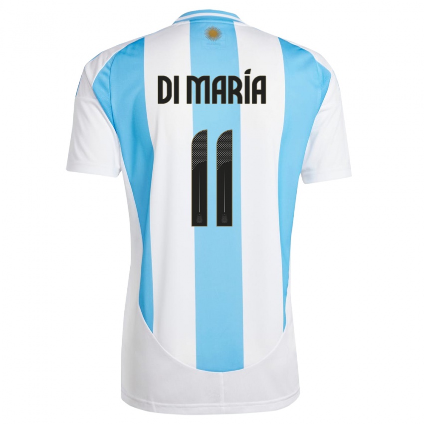 Dames Argentinië Angel Di Maria #11 Wit Blauw Thuisshirt Thuistenue 24-26 T-Shirt