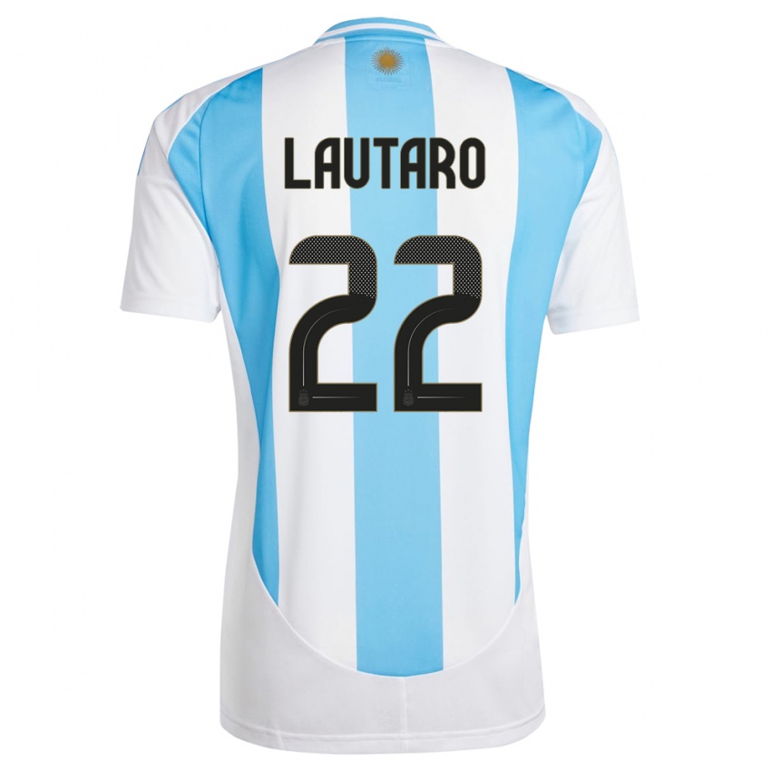 Dames Argentinië Lautaro Martinez #22 Wit Blauw Thuisshirt Thuistenue 24-26 T-Shirt