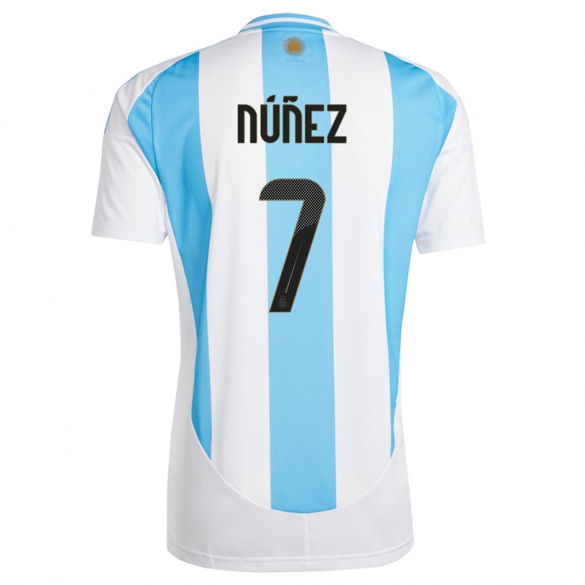 Dames Argentinië Romina Nunez #7 Wit Blauw Thuisshirt Thuistenue 24-26 T-Shirt