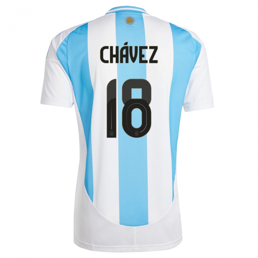 Dames Argentinië Gabriela Chavez #18 Wit Blauw Thuisshirt Thuistenue 24-26 T-Shirt