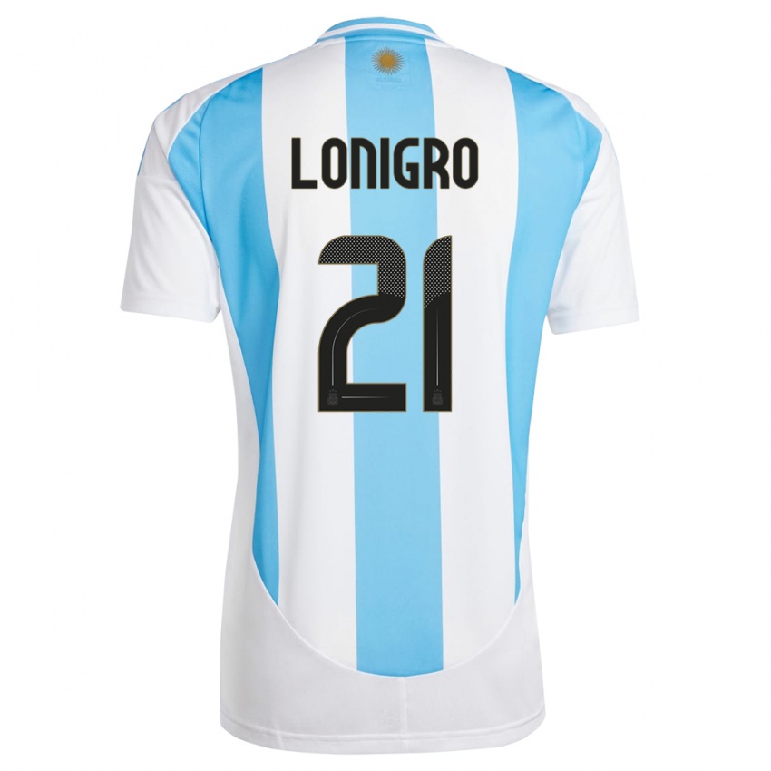 Dames Argentinië Erica Lonigro #21 Wit Blauw Thuisshirt Thuistenue 24-26 T-Shirt