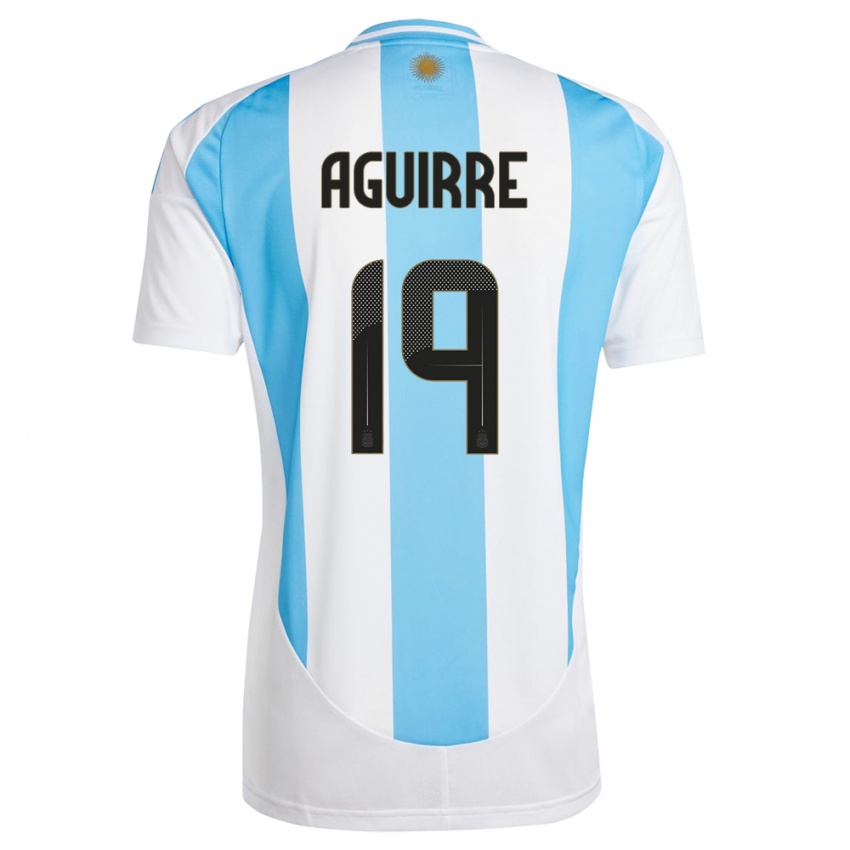 Dames Argentinië Brian Aguirre #19 Wit Blauw Thuisshirt Thuistenue 24-26 T-Shirt