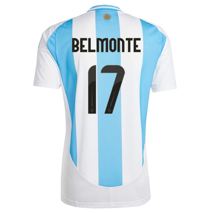 Dames Argentinië Tomas Belmonte #17 Wit Blauw Thuisshirt Thuistenue 24-26 T-Shirt