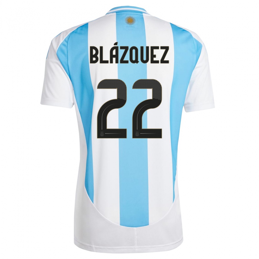 Dames Argentinië Joaquin Blazquez #22 Wit Blauw Thuisshirt Thuistenue 24-26 T-Shirt