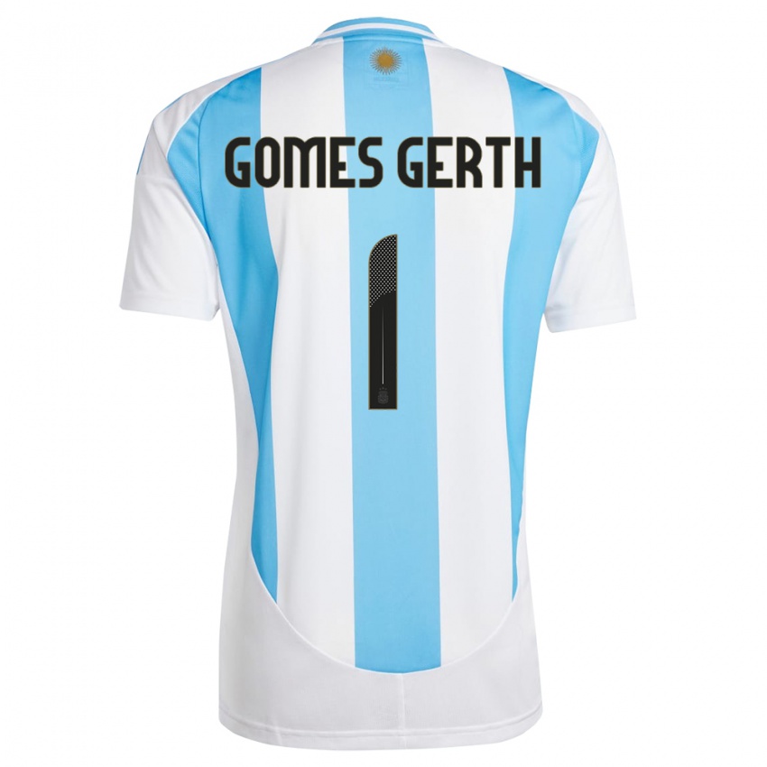 Dames Argentinië Federico Gomes Gerth #1 Wit Blauw Thuisshirt Thuistenue 24-26 T-Shirt