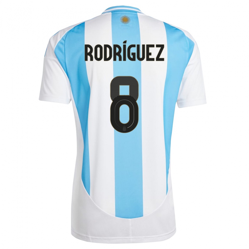 Dames Argentinië Agustin Rodriguez #8 Wit Blauw Thuisshirt Thuistenue 24-26 T-Shirt