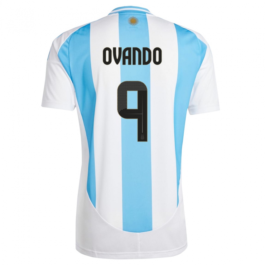 Dames Argentinië Lautaro Ovando #9 Wit Blauw Thuisshirt Thuistenue 24-26 T-Shirt