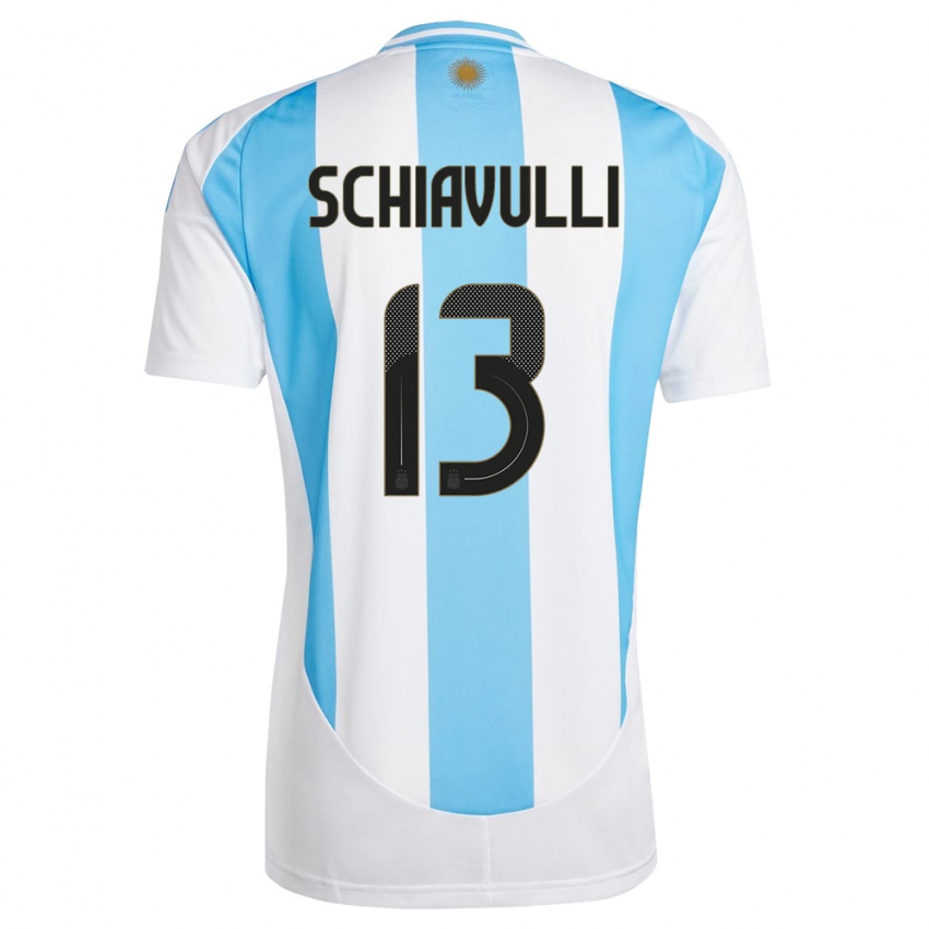 Dames Argentinië Thiago Schiavulli #13 Wit Blauw Thuisshirt Thuistenue 24-26 T-Shirt