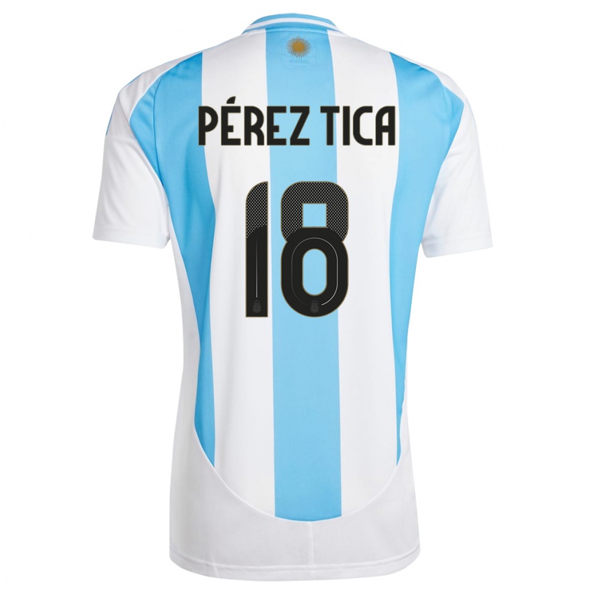 Dames Argentinië Jeremias Perez Tica #18 Wit Blauw Thuisshirt Thuistenue 24-26 T-Shirt