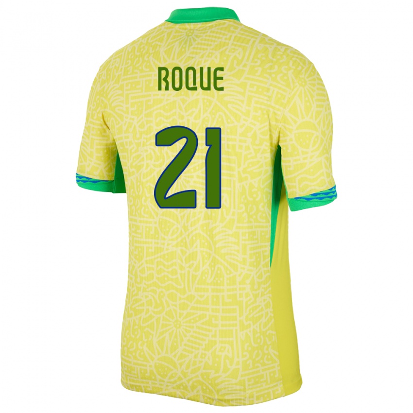 Dames Brazilië Vitor Roque #21 Geel Thuisshirt Thuistenue 24-26 T-Shirt