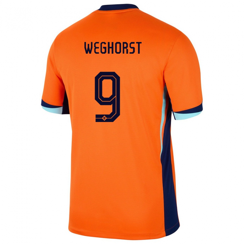 Dames Nederland Wout Weghorst #9 Oranje Thuisshirt Thuistenue 24-26 T-Shirt