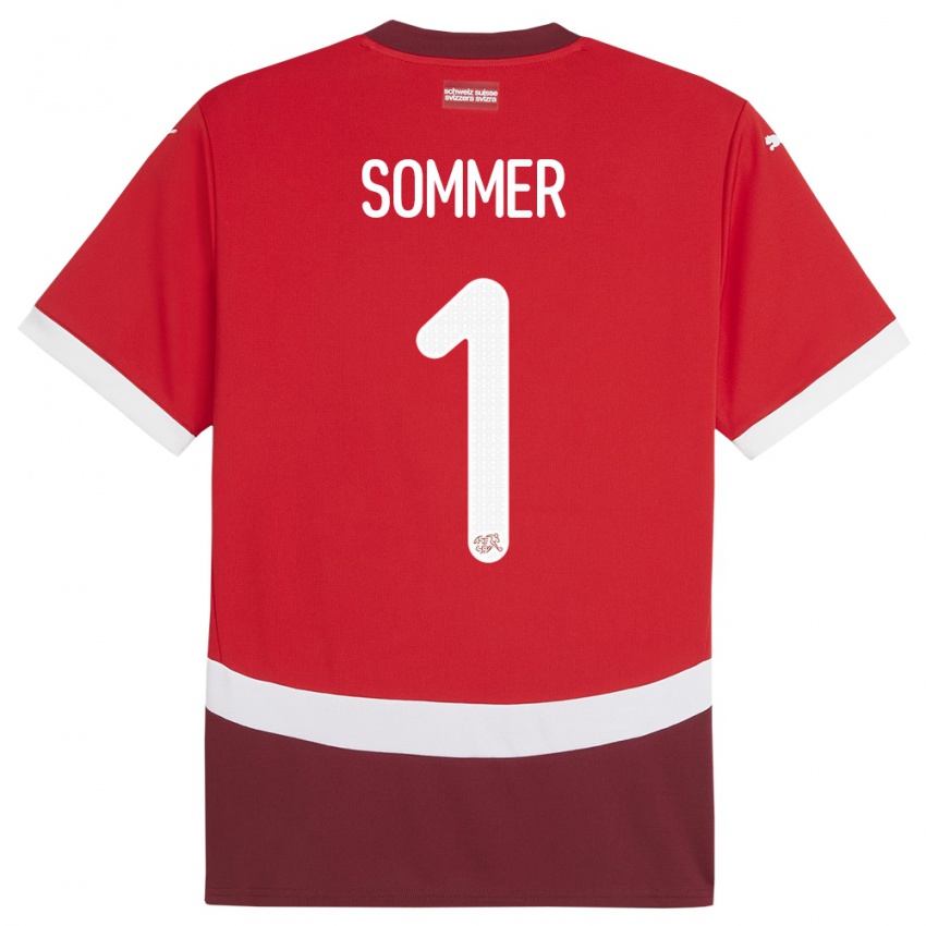 Dames Zwitserland Yann Sommer #1 Rood Thuisshirt Thuistenue 24-26 T-Shirt