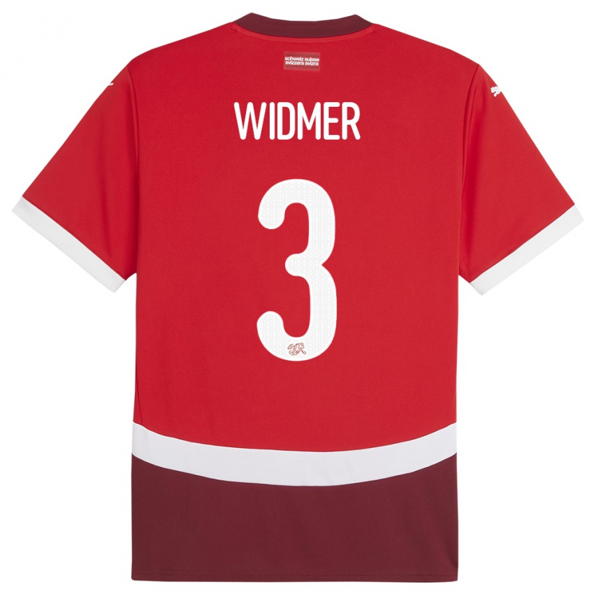 Dames Zwitserland Silvan Widmer #3 Rood Thuisshirt Thuistenue 24-26 T-Shirt