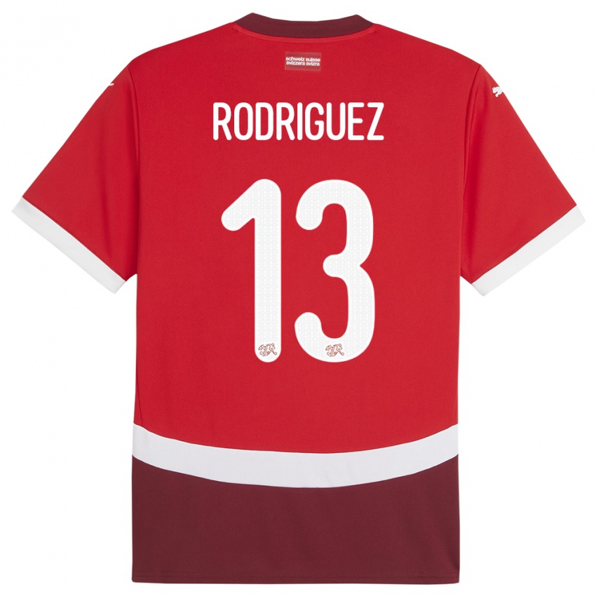 Dames Zwitserland Ricardo Rodriguez #13 Rood Thuisshirt Thuistenue 24-26 T-Shirt