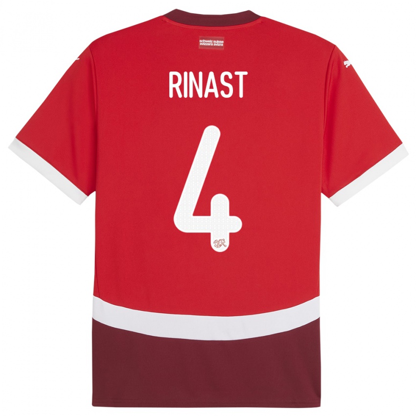 Dames Zwitserland Rachel Rinast #4 Rood Thuisshirt Thuistenue 24-26 T-Shirt