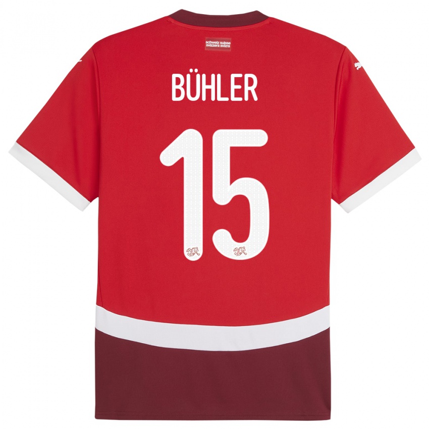 Dames Zwitserland Luana Buhler #15 Rood Thuisshirt Thuistenue 24-26 T-Shirt