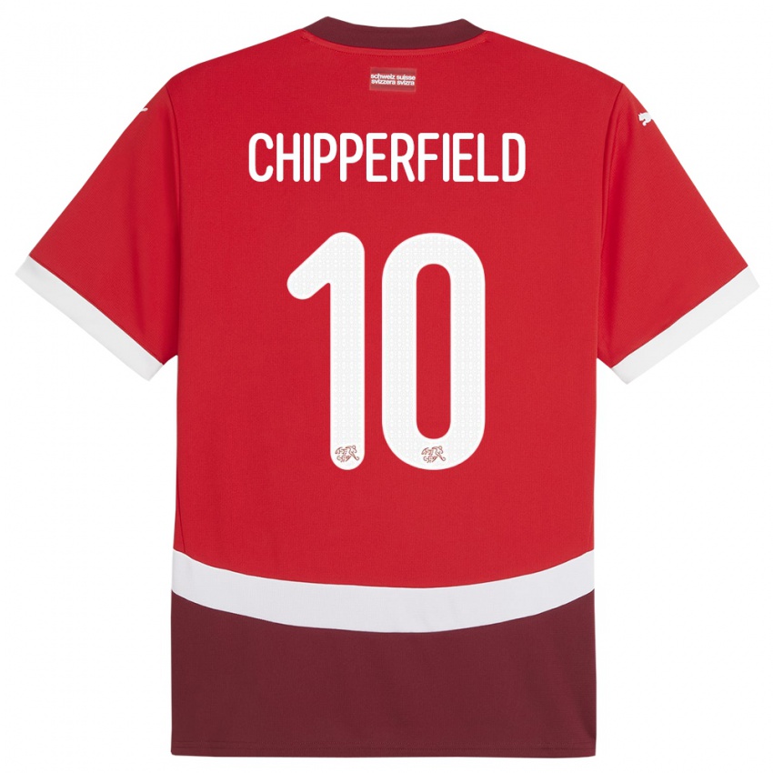 Dames Zwitserland Liam Chipperfield #10 Rood Thuisshirt Thuistenue 24-26 T-Shirt