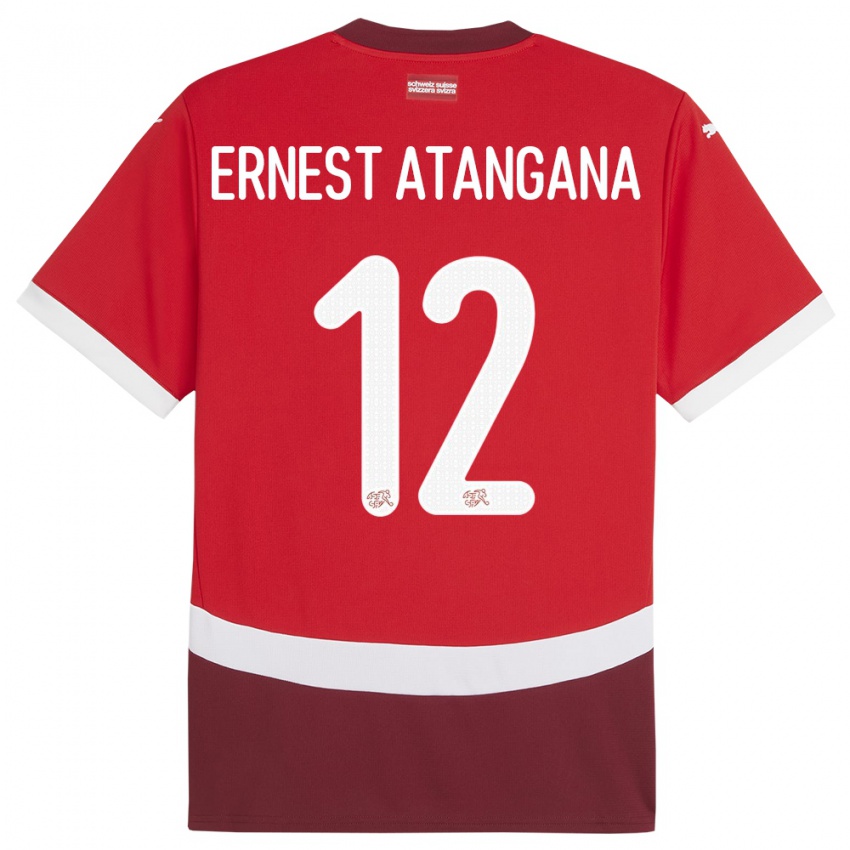 Dames Zwitserland Brian Ernest Atangana #12 Rood Thuisshirt Thuistenue 24-26 T-Shirt