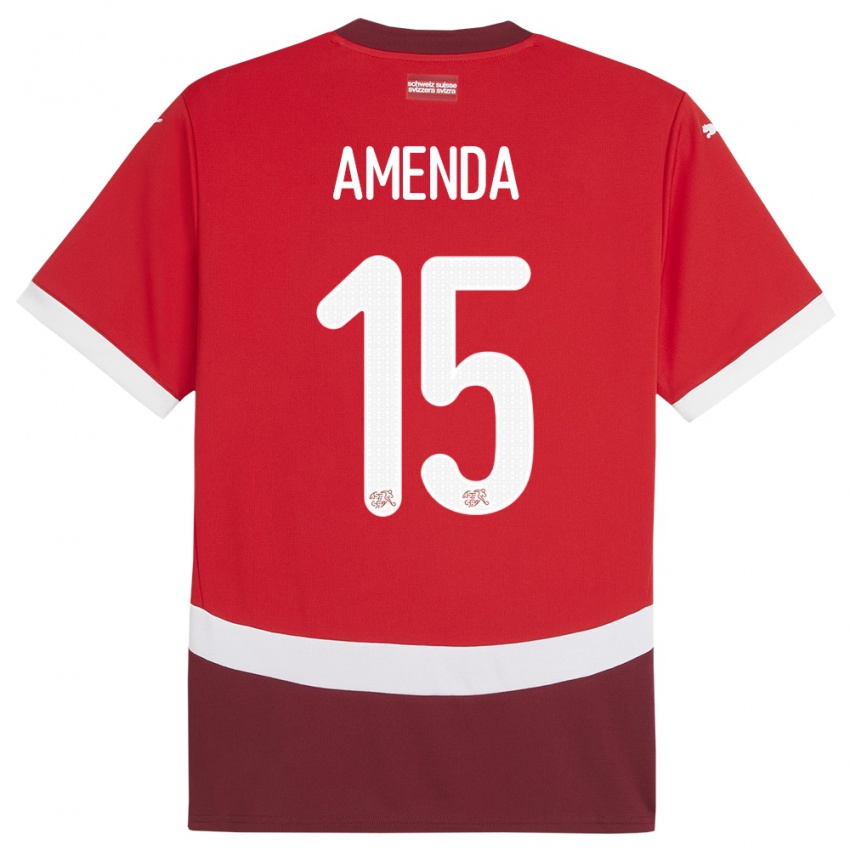 Dames Zwitserland Aurele Amenda #15 Rood Thuisshirt Thuistenue 24-26 T-Shirt