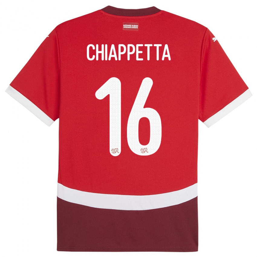 Dames Zwitserland Carmine Chiappetta #16 Rood Thuisshirt Thuistenue 24-26 T-Shirt
