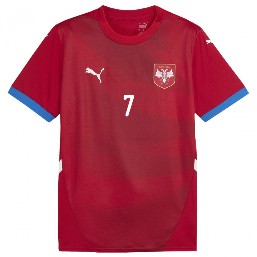 Dames Servië Jovan Sljivic #7 Rood Thuisshirt Thuistenue 24-26 T-Shirt