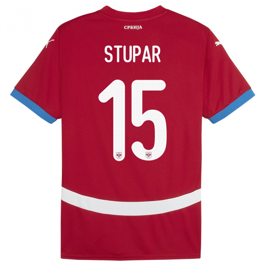 Dames Servië Zivana Stupar #15 Rood Thuisshirt Thuistenue 24-26 T-Shirt