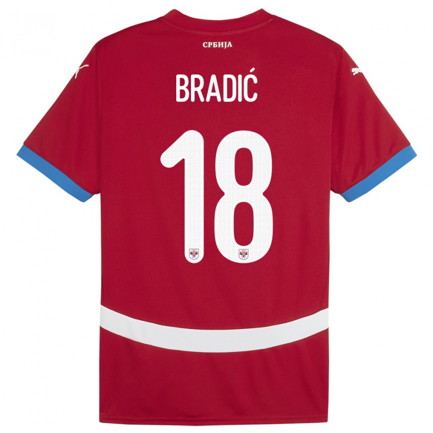 Dames Servië Biljana Bradic #18 Rood Thuisshirt Thuistenue 24-26 T-Shirt