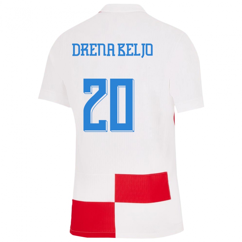 Dames Kroatië Dion Drena Beljo #20 Wit Rood Thuisshirt Thuistenue 24-26 T-Shirt