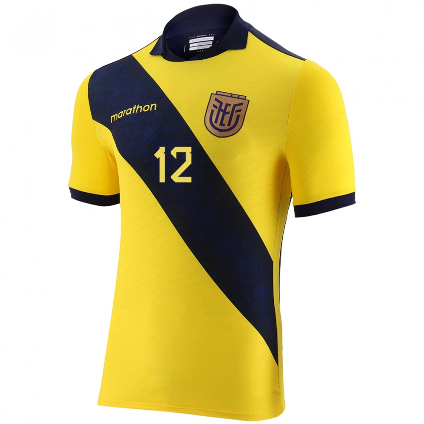 Dames Ecuador Moises Ramirez #12 Geel Thuisshirt Thuistenue 24-26 T-Shirt