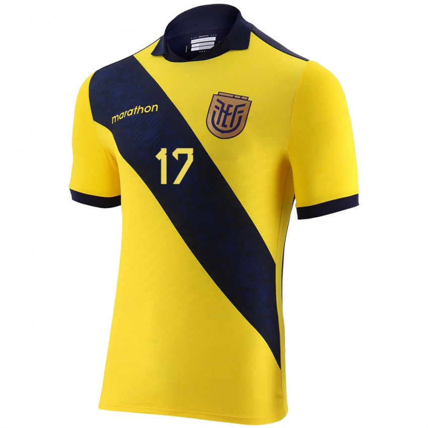 Dames Ecuador Angelo Preciado #17 Geel Thuisshirt Thuistenue 24-26 T-Shirt