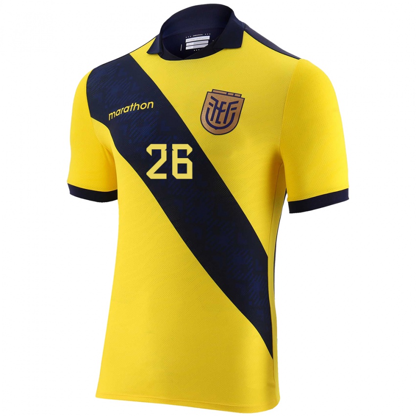 Dames Ecuador Anthony Valencia #26 Geel Thuisshirt Thuistenue 24-26 T-Shirt