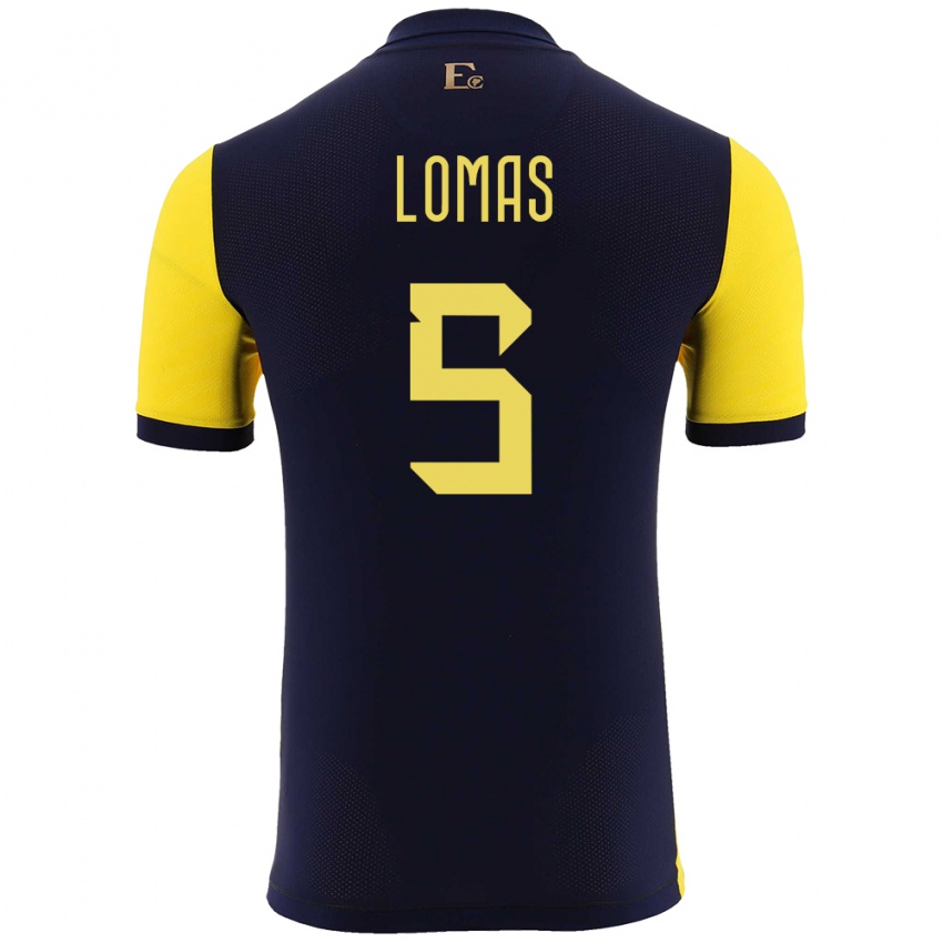 Dames Ecuador Ariana Lomas #5 Geel Thuisshirt Thuistenue 24-26 T-Shirt