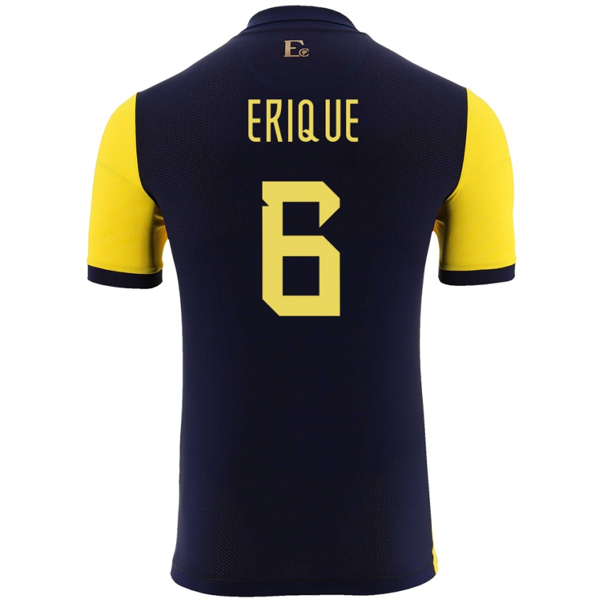 Dames Ecuador Yeltzin Erique #6 Geel Thuisshirt Thuistenue 24-26 T-Shirt