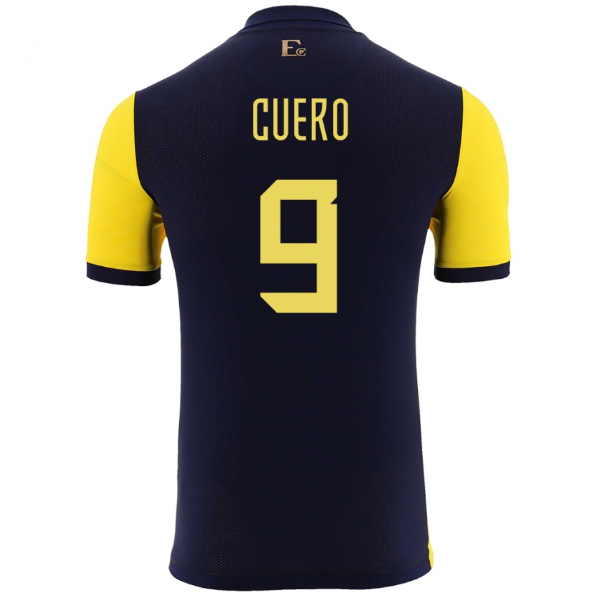 Dames Ecuador Justin Cuero #9 Geel Thuisshirt Thuistenue 24-26 T-Shirt