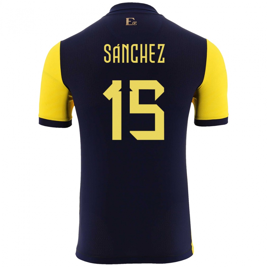 Dames Ecuador Juan Sanchez #15 Geel Thuisshirt Thuistenue 24-26 T-Shirt