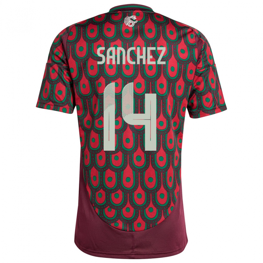 Dames Mexico Erick Sanchez #14 Kastanjebruin Thuisshirt Thuistenue 24-26 T-Shirt