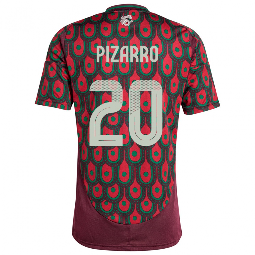 Dames Mexico Rodolfo Pizarro #20 Kastanjebruin Thuisshirt Thuistenue 24-26 T-Shirt
