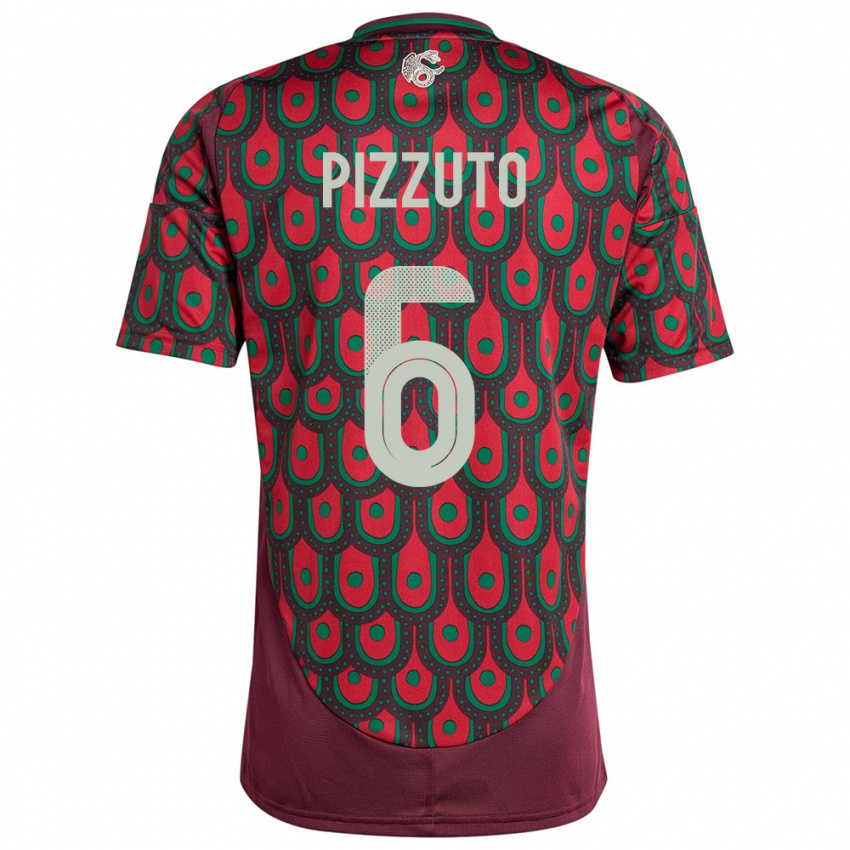 Dames Mexico Eugenio Pizzuto #6 Kastanjebruin Thuisshirt Thuistenue 24-26 T-Shirt